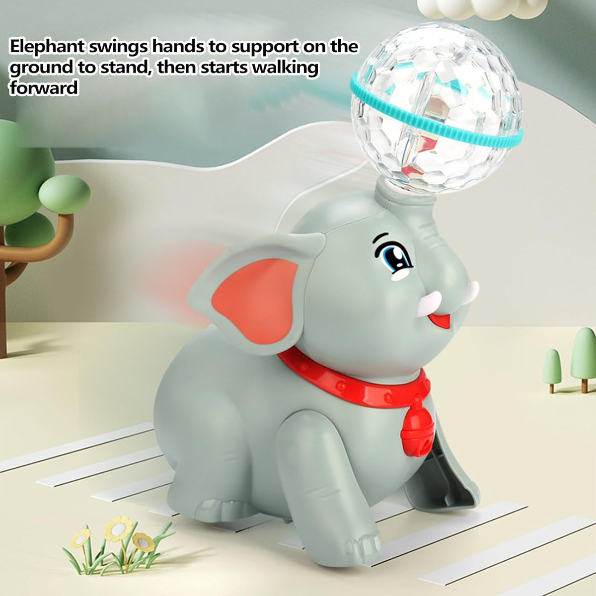 Light & Musical Stunt Elephant With Crystal Ball
