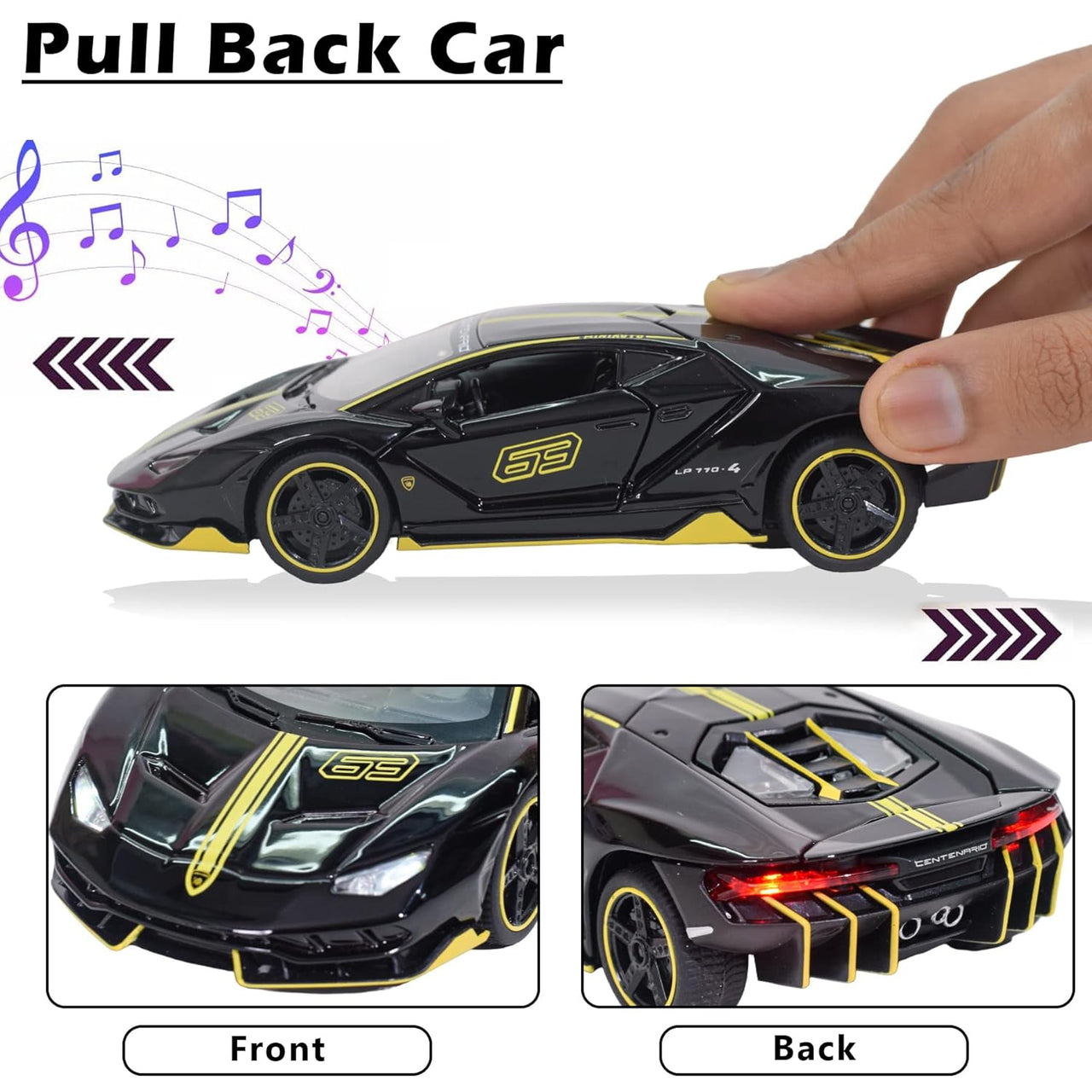 1:32 Diecast Lamborghini Centenario With Acrylic Display Box - Black