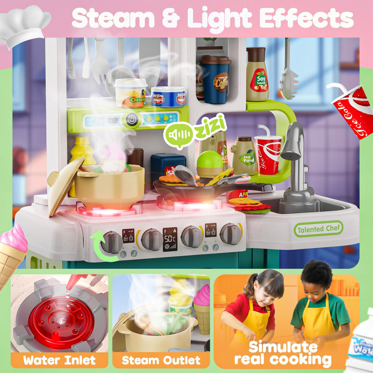 95Pcs Kids Pretend Home Chef Kitchen Set