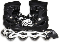 8* Inches Children's Four Wheel Roller Skating Shoes - Black
