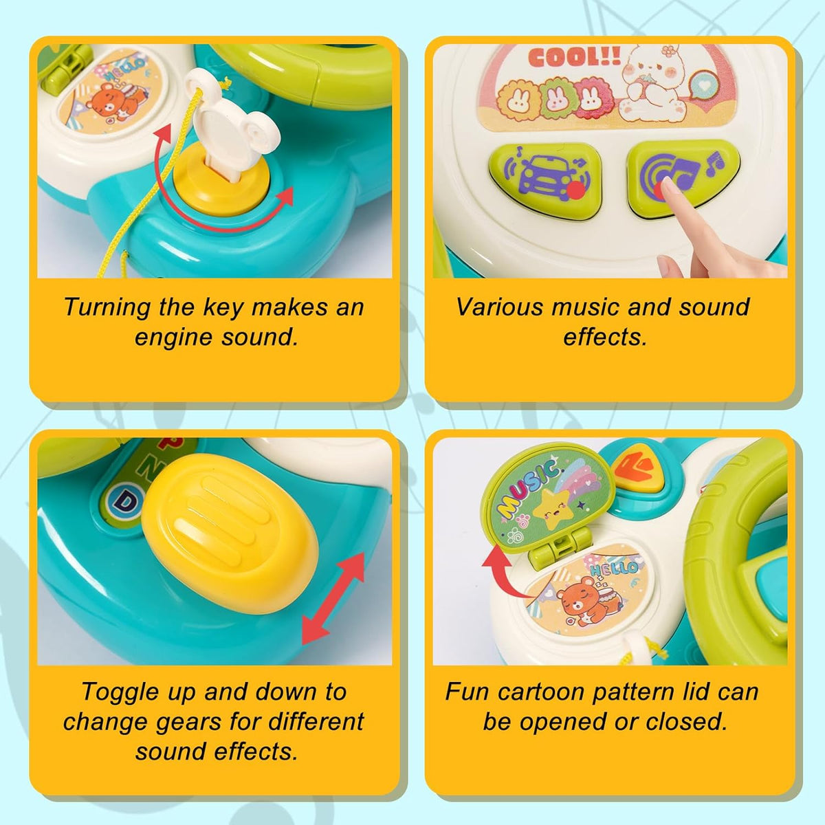 Multi-functional Kids Cute Musical Steering Wheel