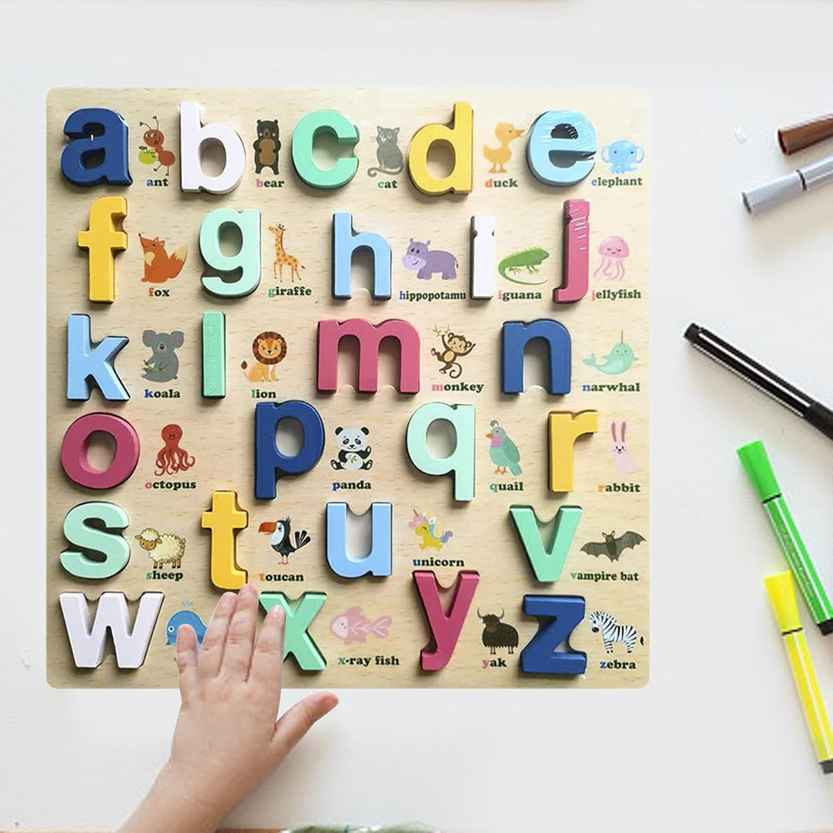 Wooden Small Letters a-z With Shapes Board