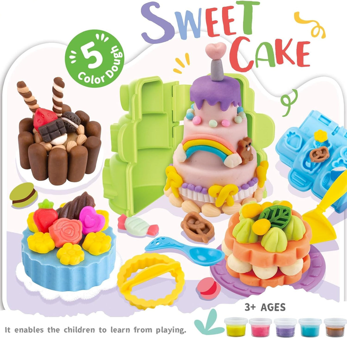 Sweet Cake Colorful Dough Play Set With Molds