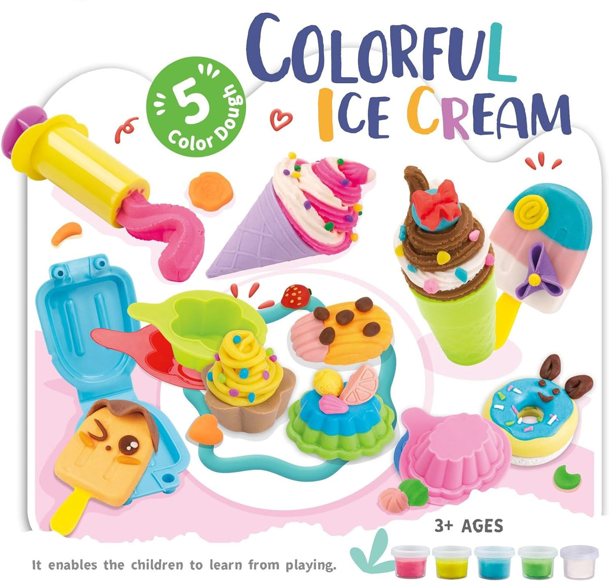 Ice Cream Colorful Dough Play Set With Molds