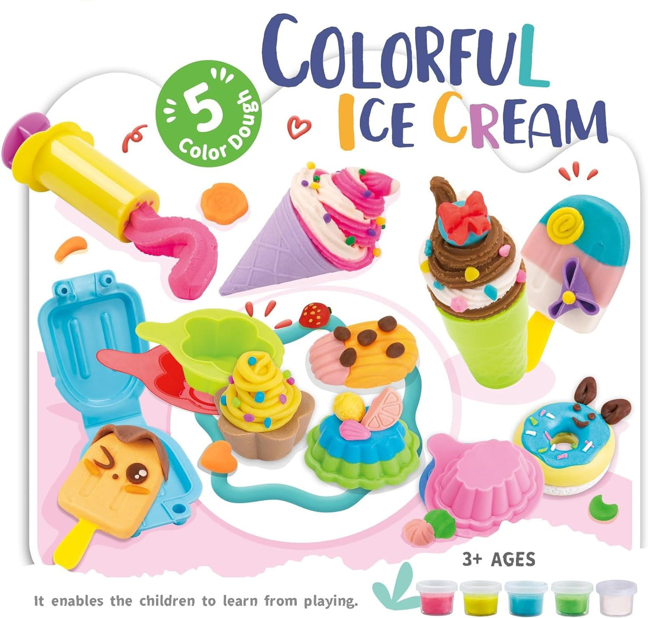 Ice Cream Colorful Dough Play Set With Molds