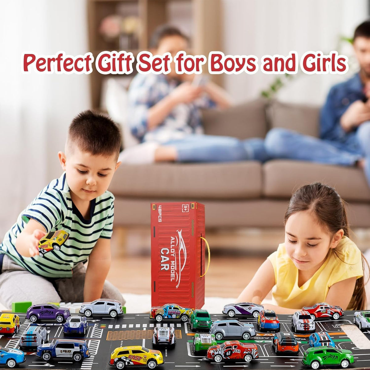 48Pcs Mini Pullback Cars Set With Storage Box