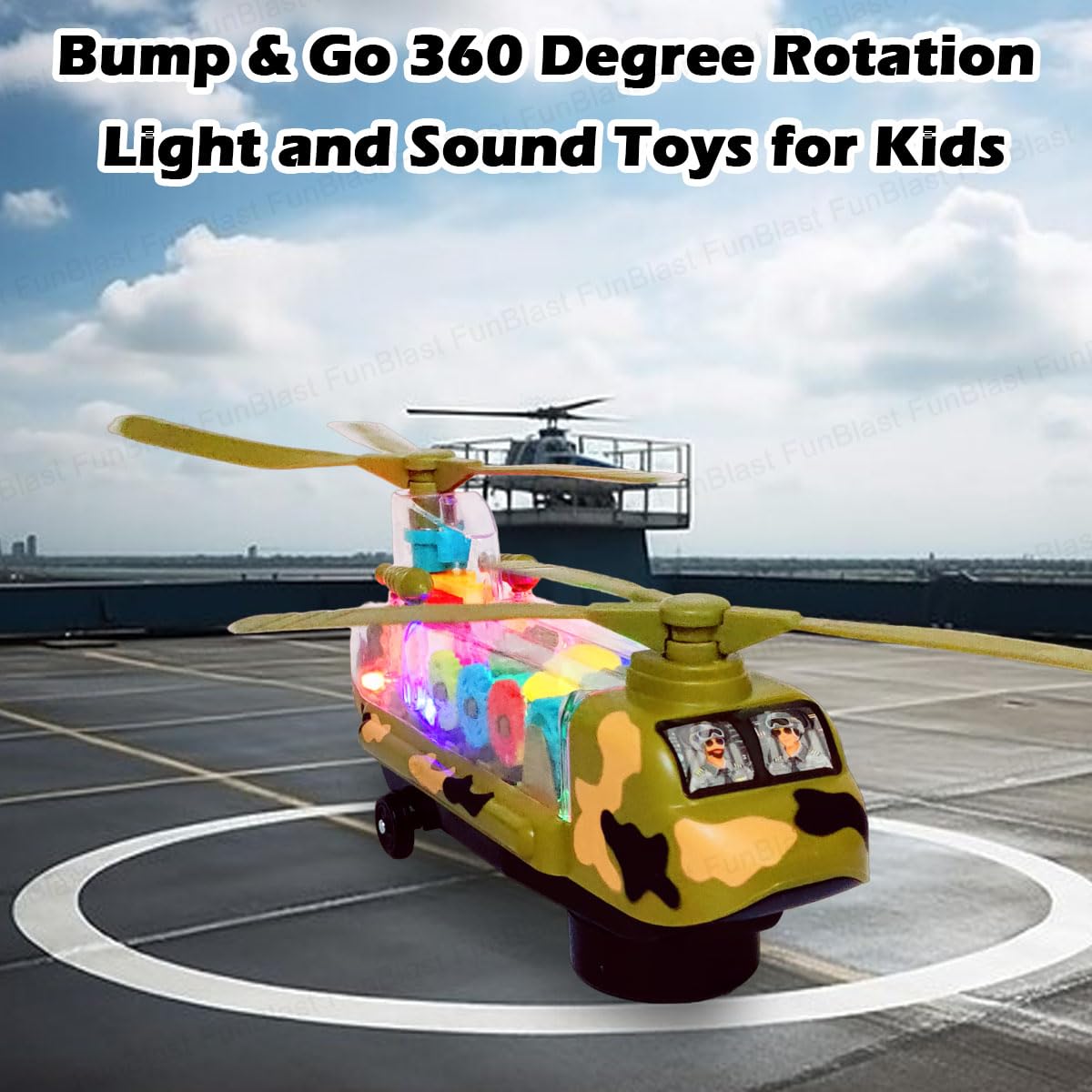 Musical Gear Transparent Helicopter With Lights