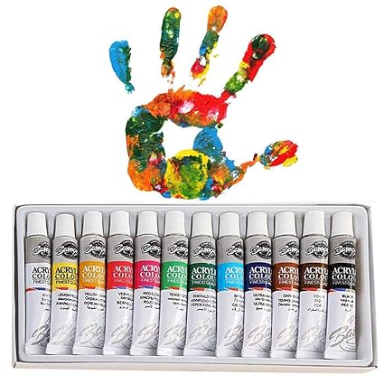12Pcs Acrylic Color Paint Set With Artist Brush