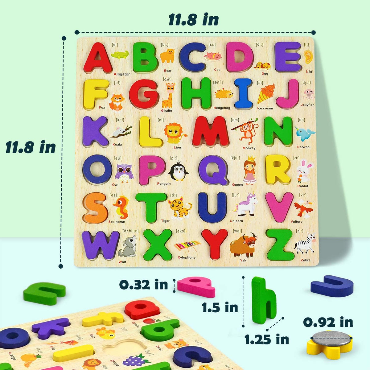 3D Wooden Alphabet Learning Puzzle Board