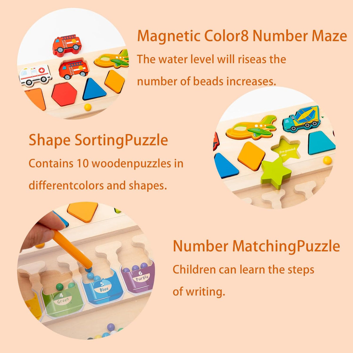 Multi-functional Wooden Magnetic Maze Game Board