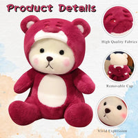 12* Inches Premium 2in1 Hoodie Bear Stuff Toy - Burgundy