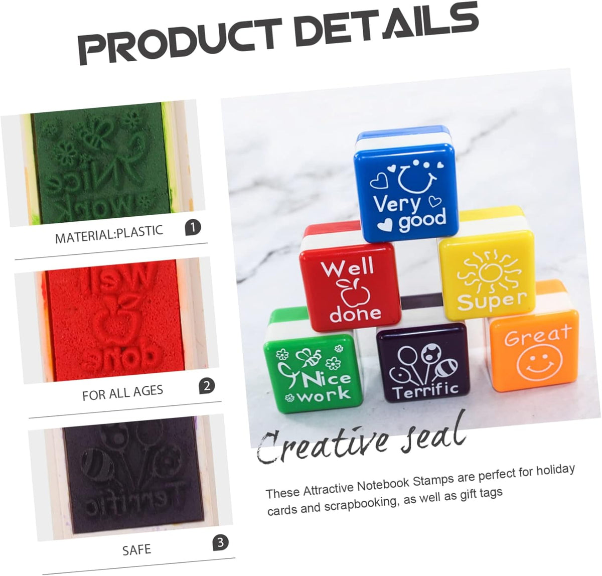 6Pcs Mini Self Inking Reward Stamp Set