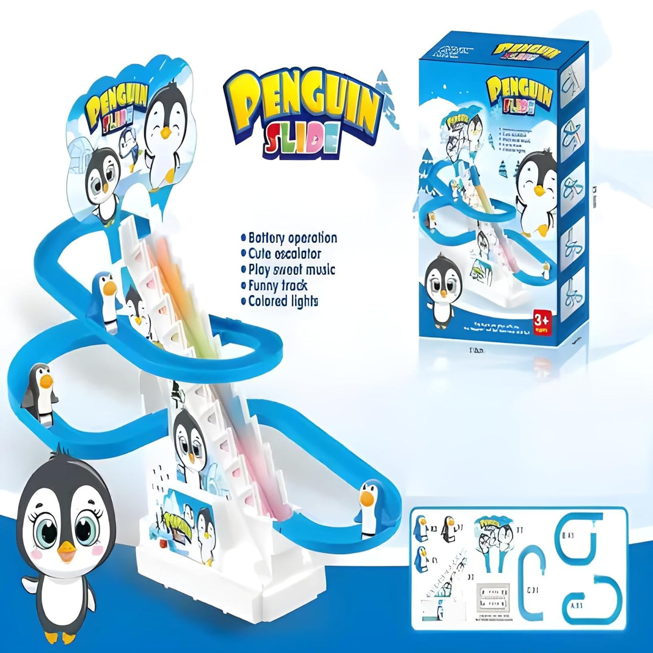 Electric Penguin Slide Racing Track Set With Light & Music