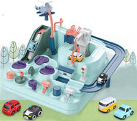 Manual Mechanical Car Adventure Track Set - 4Pcs Assorted Cars