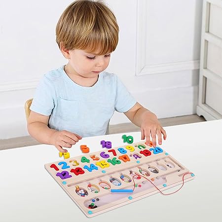2in1 Wooden Number Learning & Maze Game Board