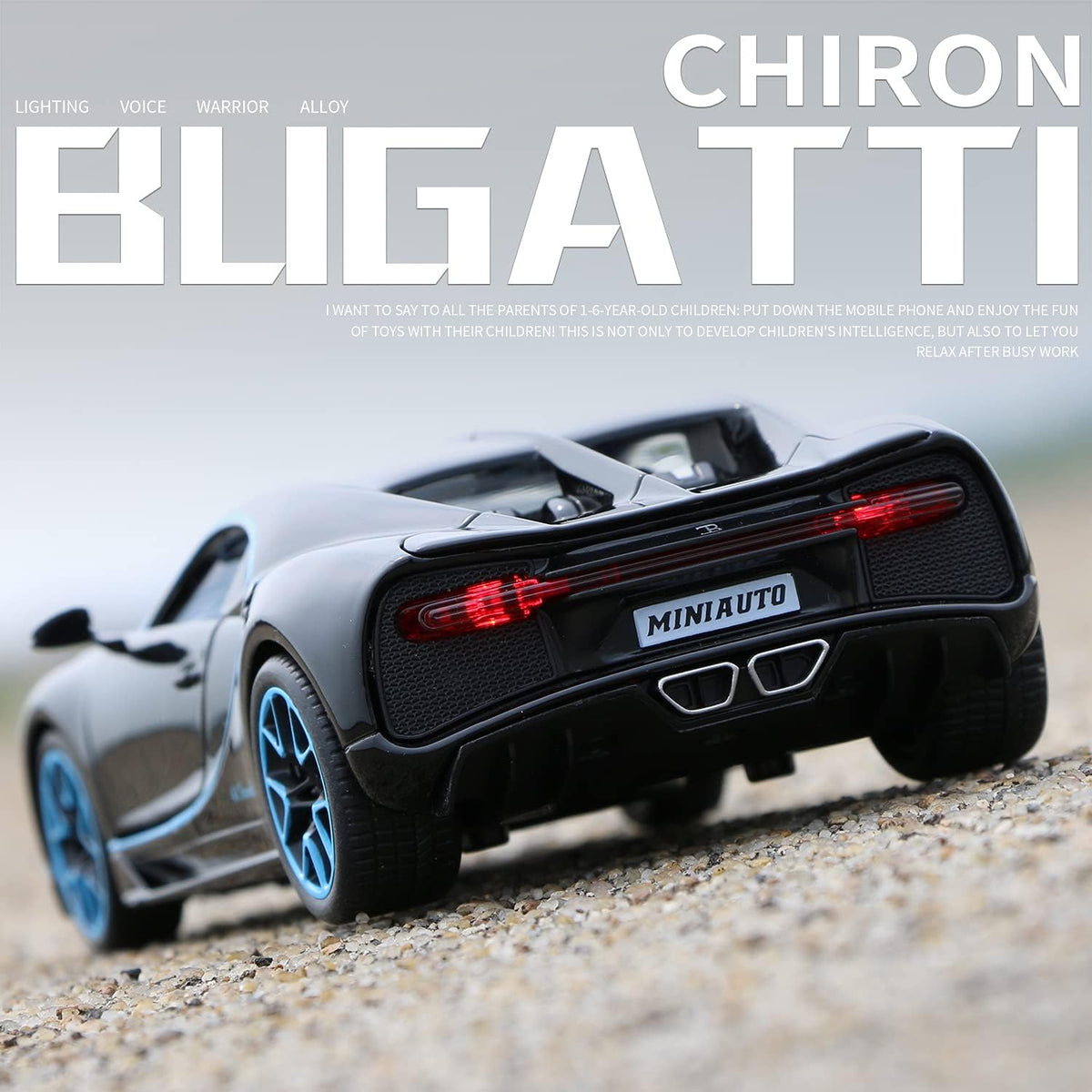 1:32 Diecast Bugatti Chiron With Acrylic Display Box - Black