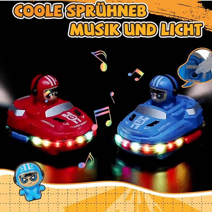 2Pcs RC Cute Mini Spray Bumper Cars