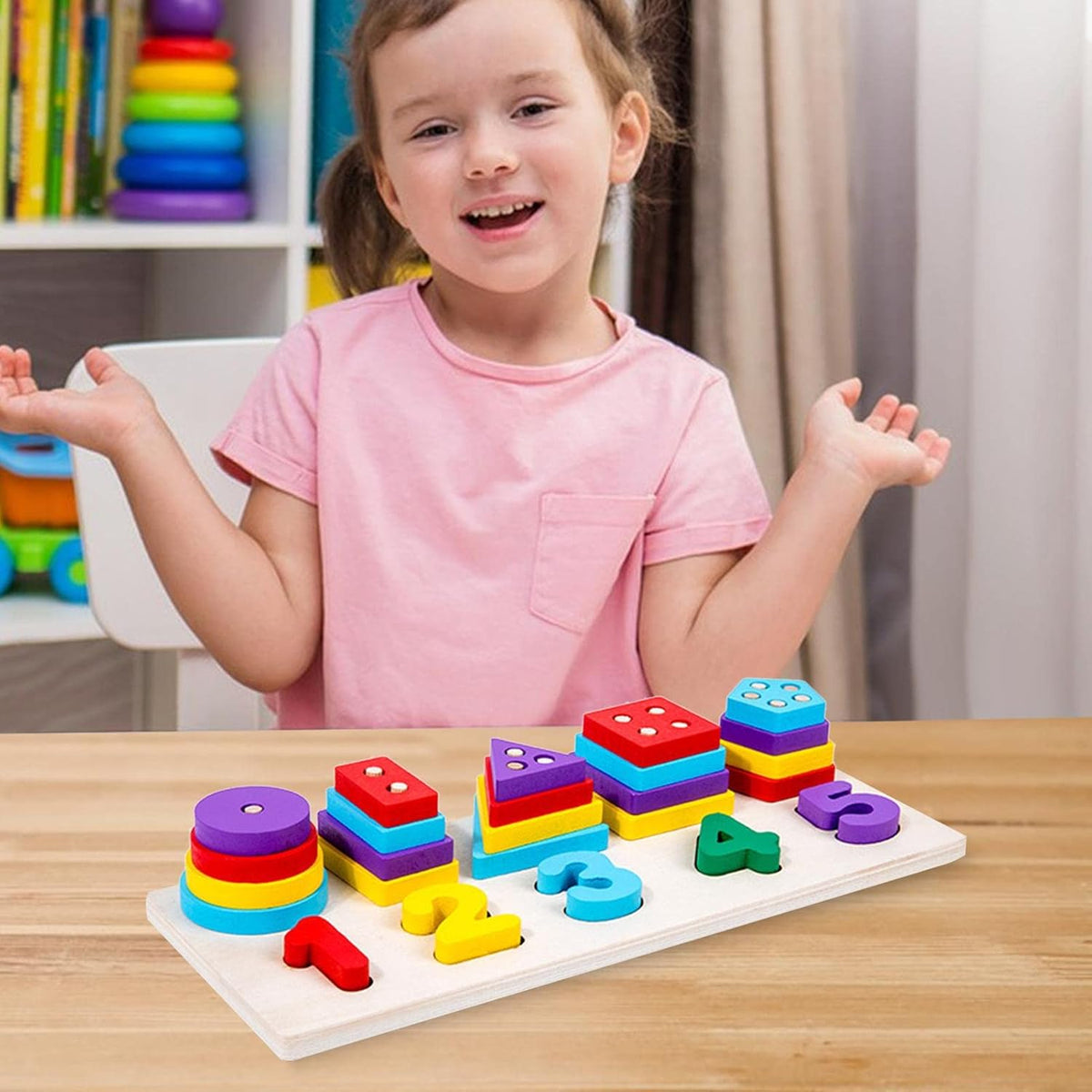 2in1 Wooden Shape & Numbers Learning Board