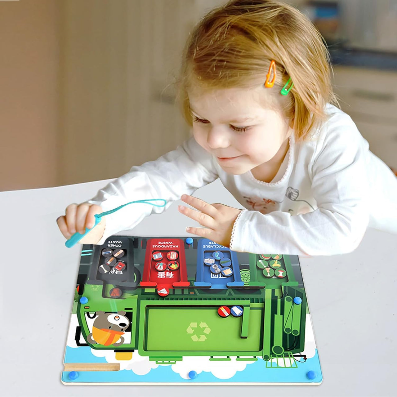 Kids Wooden Garbage Sorting Magnetic Pen Game
