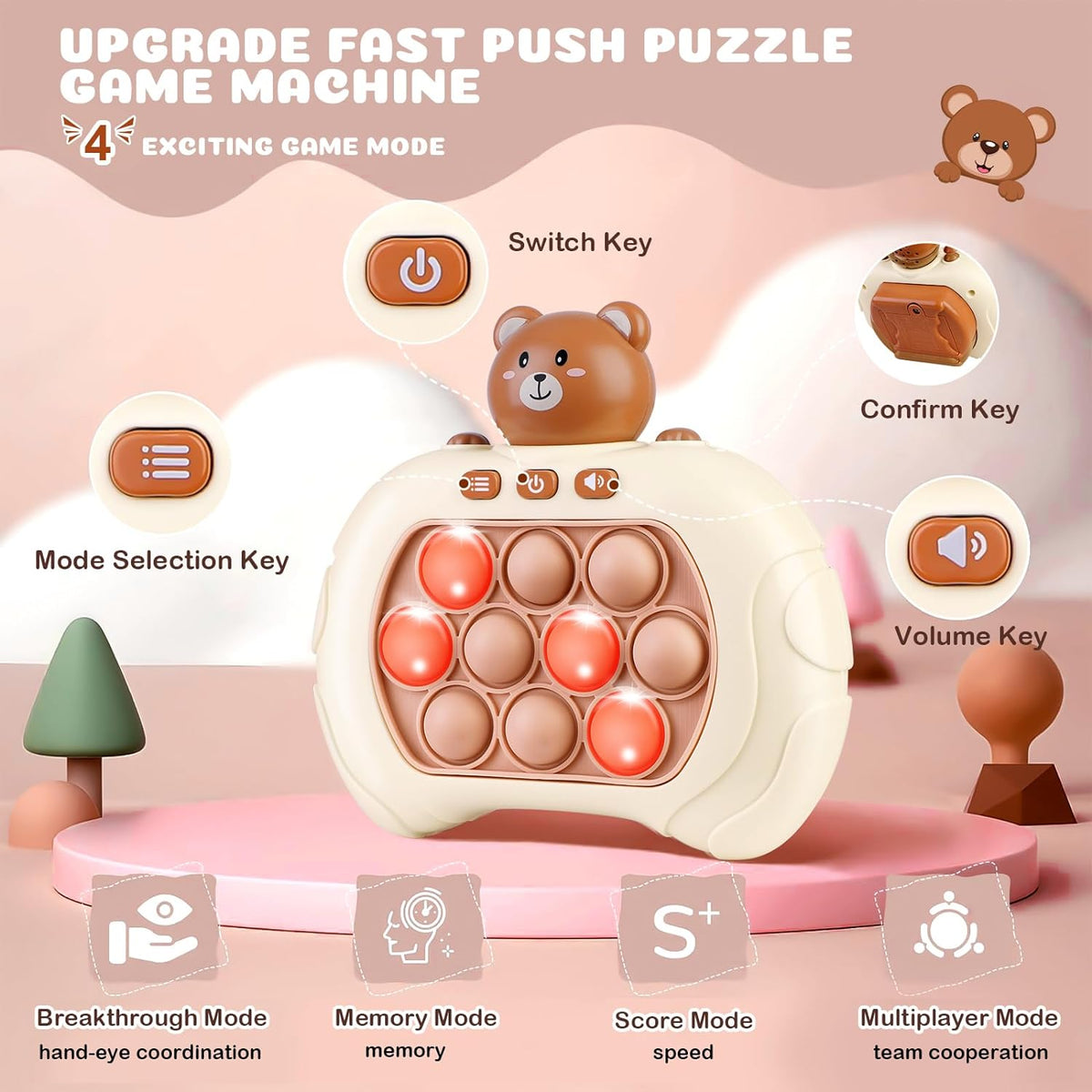 Multi-Modes Electronic Bear Pop Puzzle Game Machine