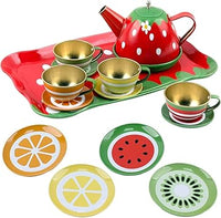 14Pcs Metal Fruit Themed Tea Set For Kids