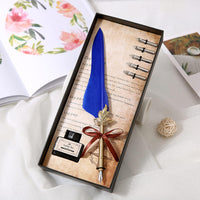 Antique Feather Pen with 5 Replaceable Nibs and Ink