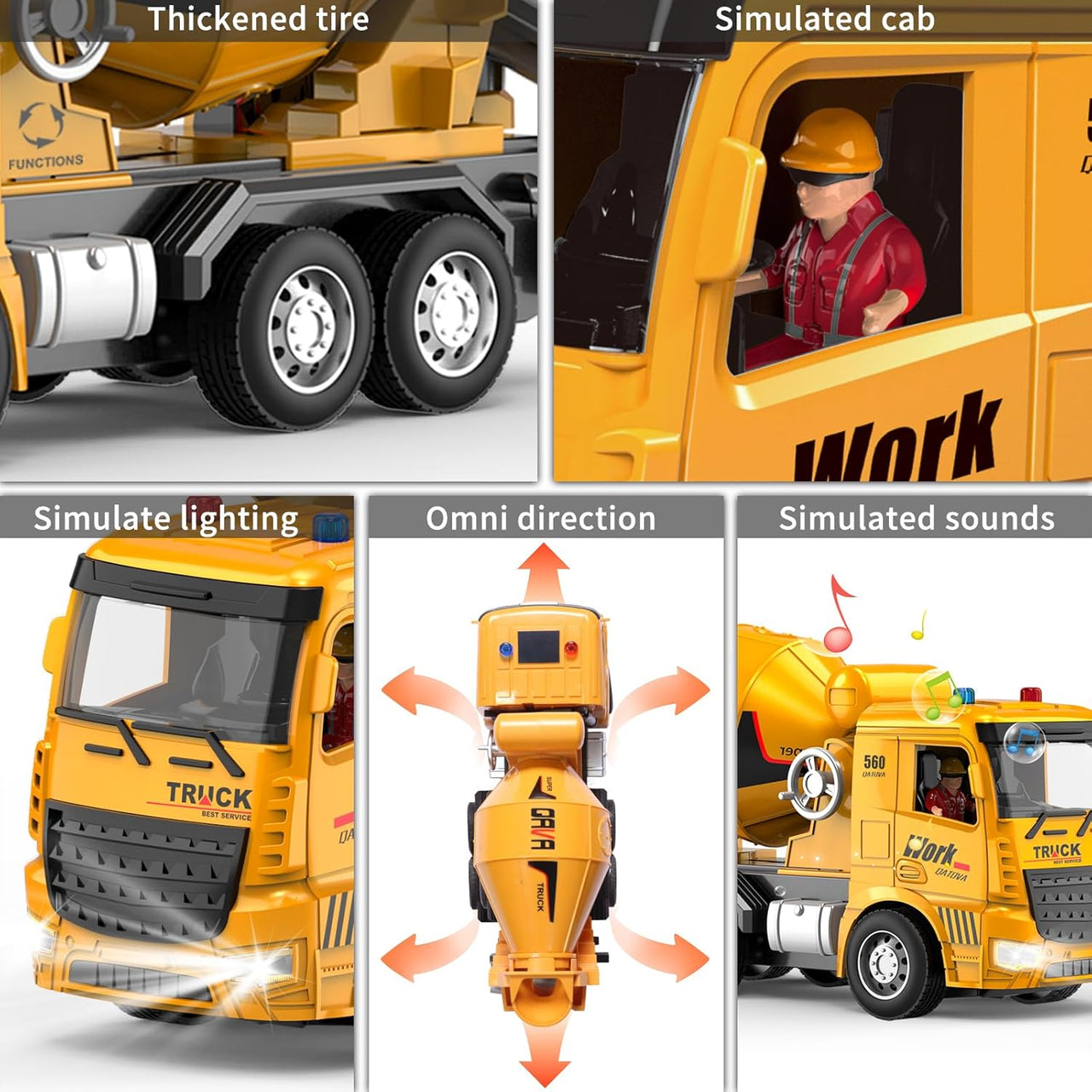1:22 Remote Control Cement Mixer With Lights