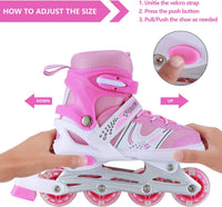 8* Inches Kids Four Wheel Roller Skating Shoes - Pink