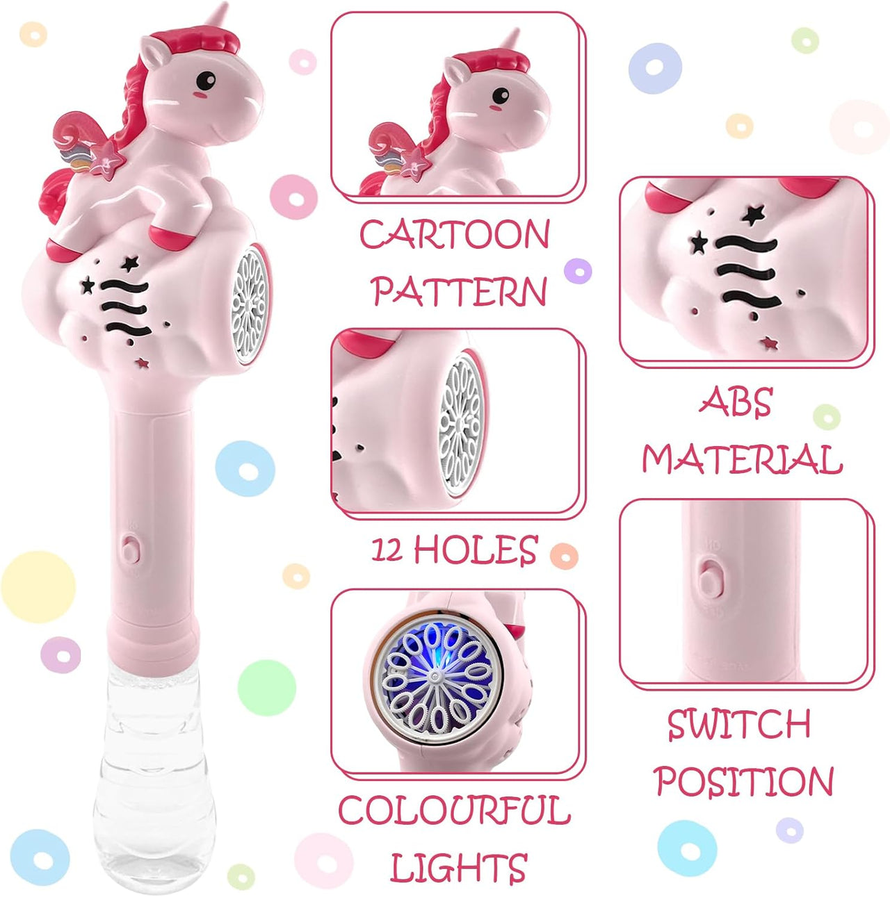 Electric Rainbow Horse Colorful Bubble Stick With Lights