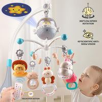 Remote Control Baby Projection Hanging Bed Bell Toy - Gray