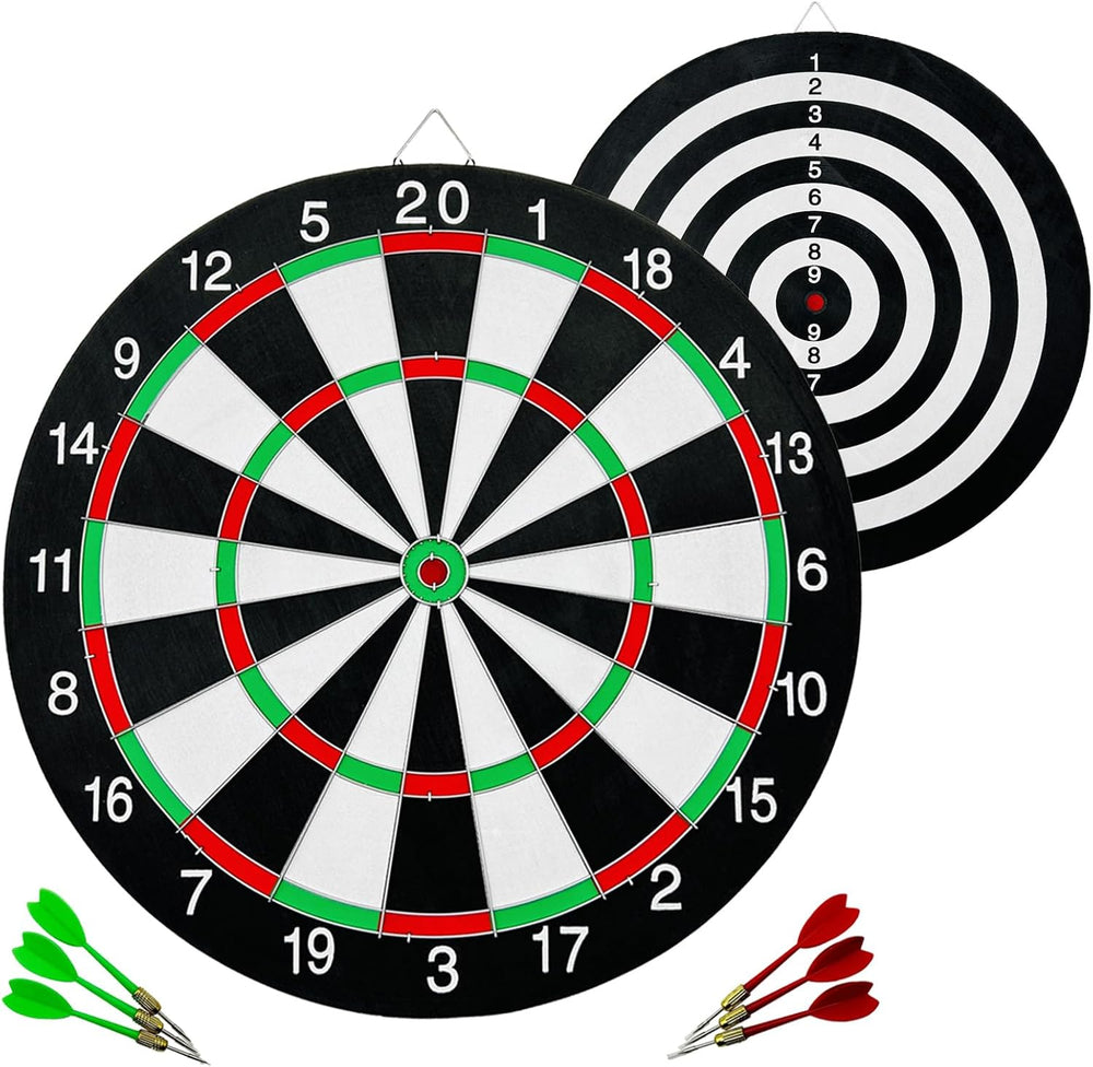 15" Professional & Leisure Double-Sided Dart Board - 6 Steel Tip Darts
