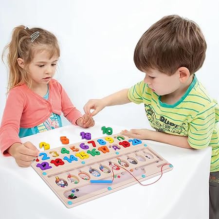 2in1 Wooden Number Learning & Maze Game Board