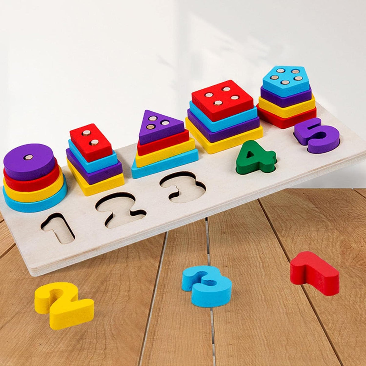 2in1 Wooden Shape & Numbers Learning Board