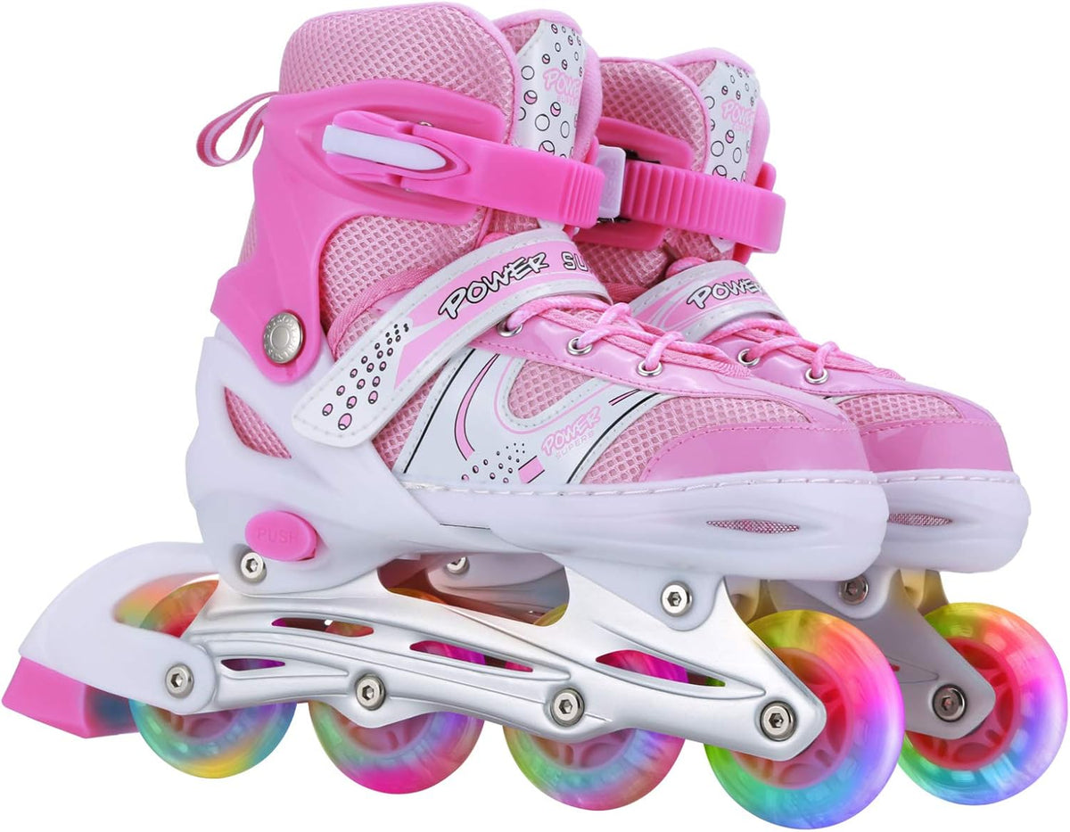 8* Inches Kids Four Wheel Roller Skating Shoes - Pink