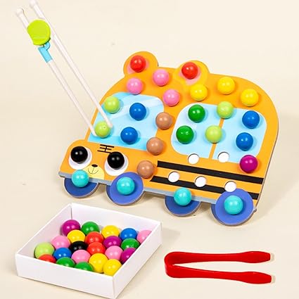 Wooden Car Pincer Bead Game For Toddlers