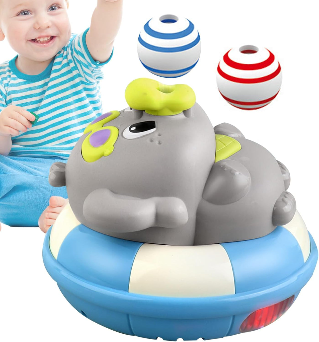 Cute Elephant Musical Ball Blowing Toy With Lights