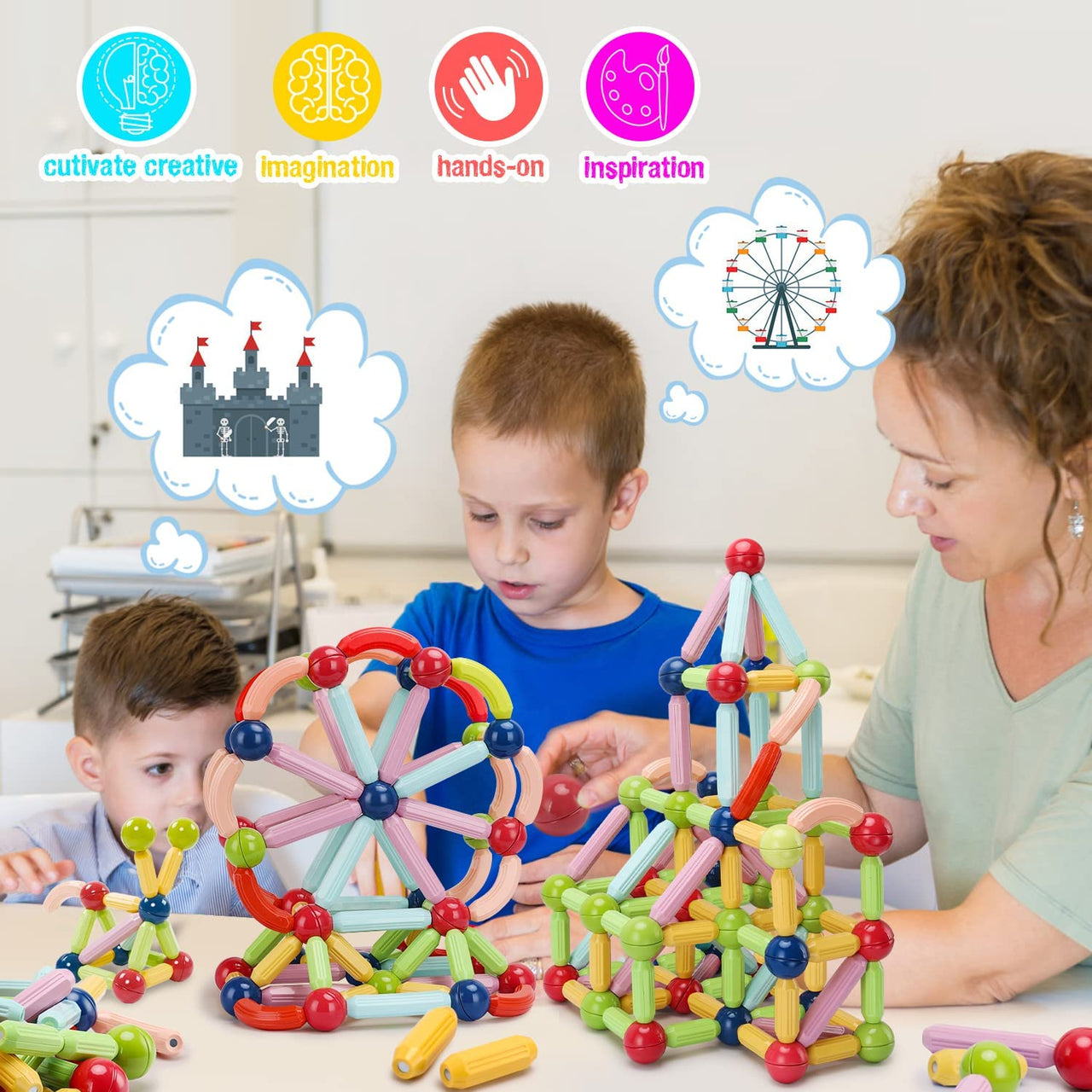 56 Pcs Magnetic Sticks Blocks