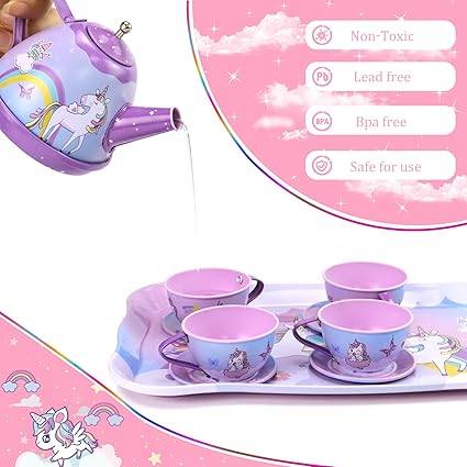 18Pcs Unicorn Metal Tea Set For Kids