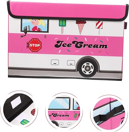 Kids Foldable Storage Box - Ice Cream Car Pink