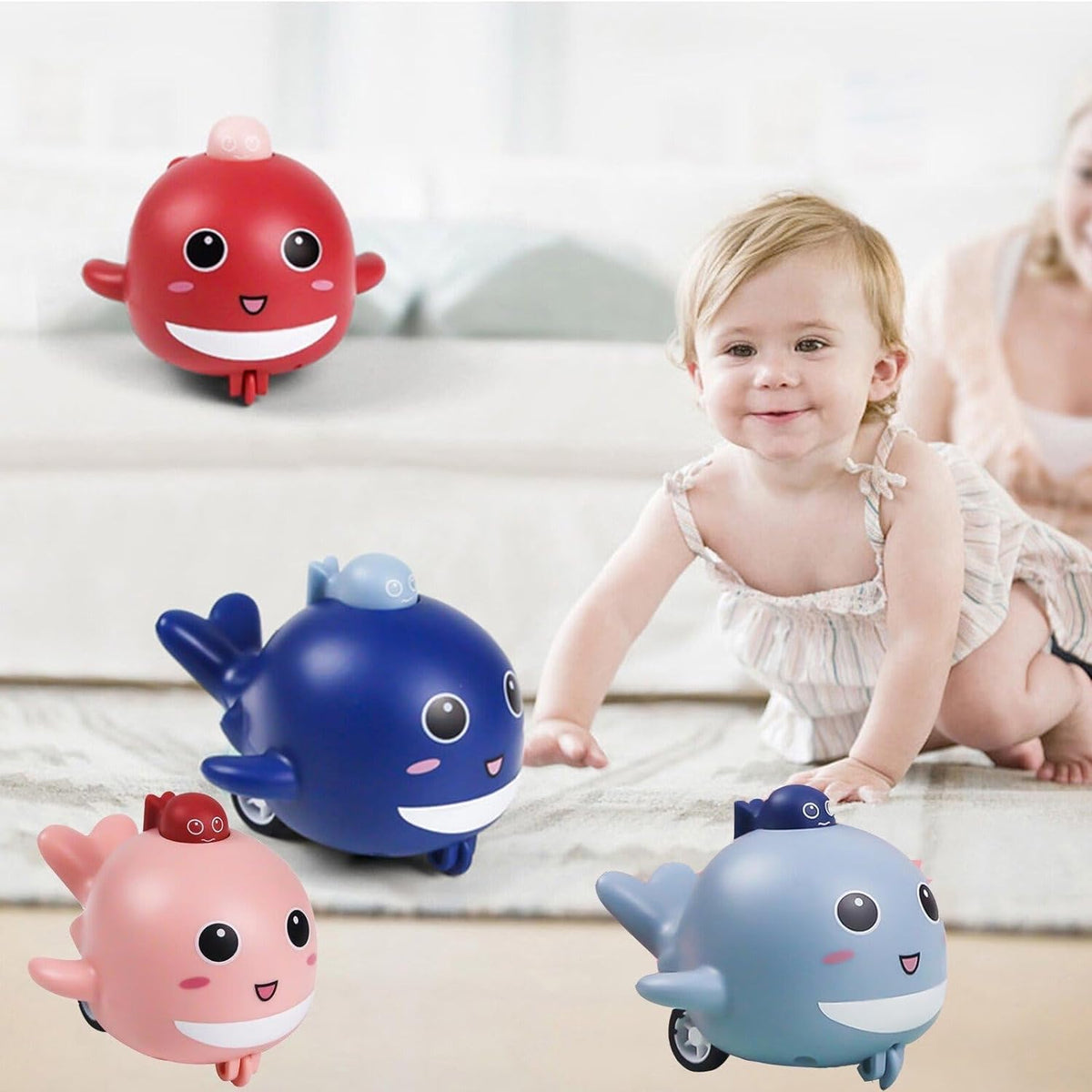 Inertial Press & Go Mini Whale Toy - 1Pc