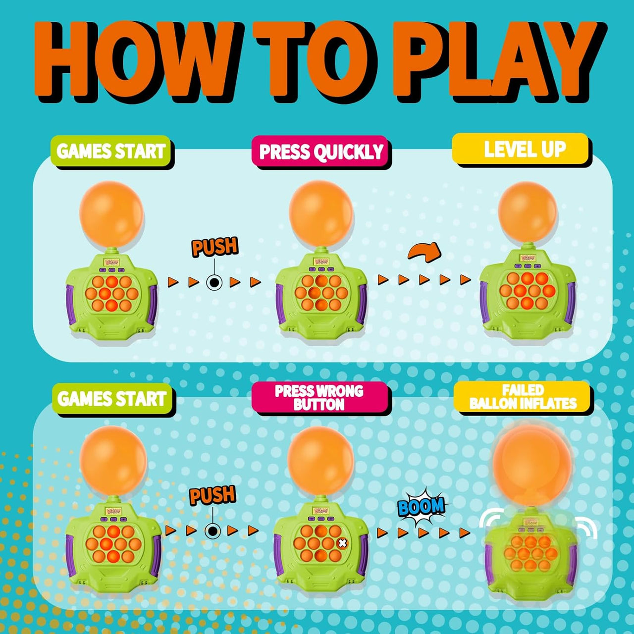 Handheld Quick Push Bubble Balloon Fidget Game