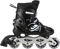 8* Inches Children's Four Wheel Roller Skating Shoes - Black