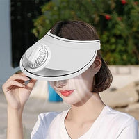 Rechargeable Rotating Fan Hat With Light