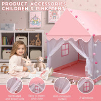 Princess Castle Play Tent House With Ocean Ball Lights - Pink