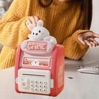 Kids Rabbit Fingerprint & Password Unlock ATM Machine
