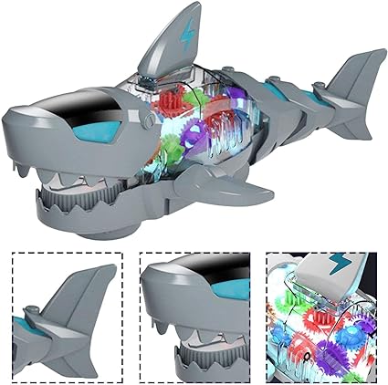 Transparent Gear Robot Shark With Light & Music