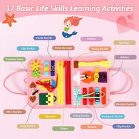 Montessori 8 Pages Multi-functional Activity Busy Book - Pink
