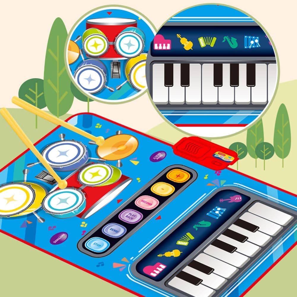 2in1 Electronic Kids Musical Drum Piano Play-Mat