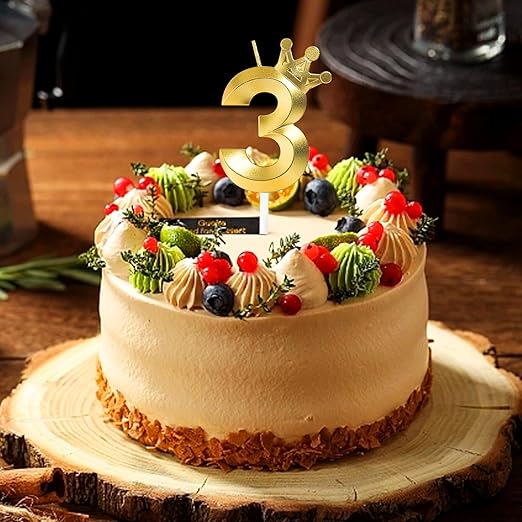 Number 3 Crown Designed Birthday Candle