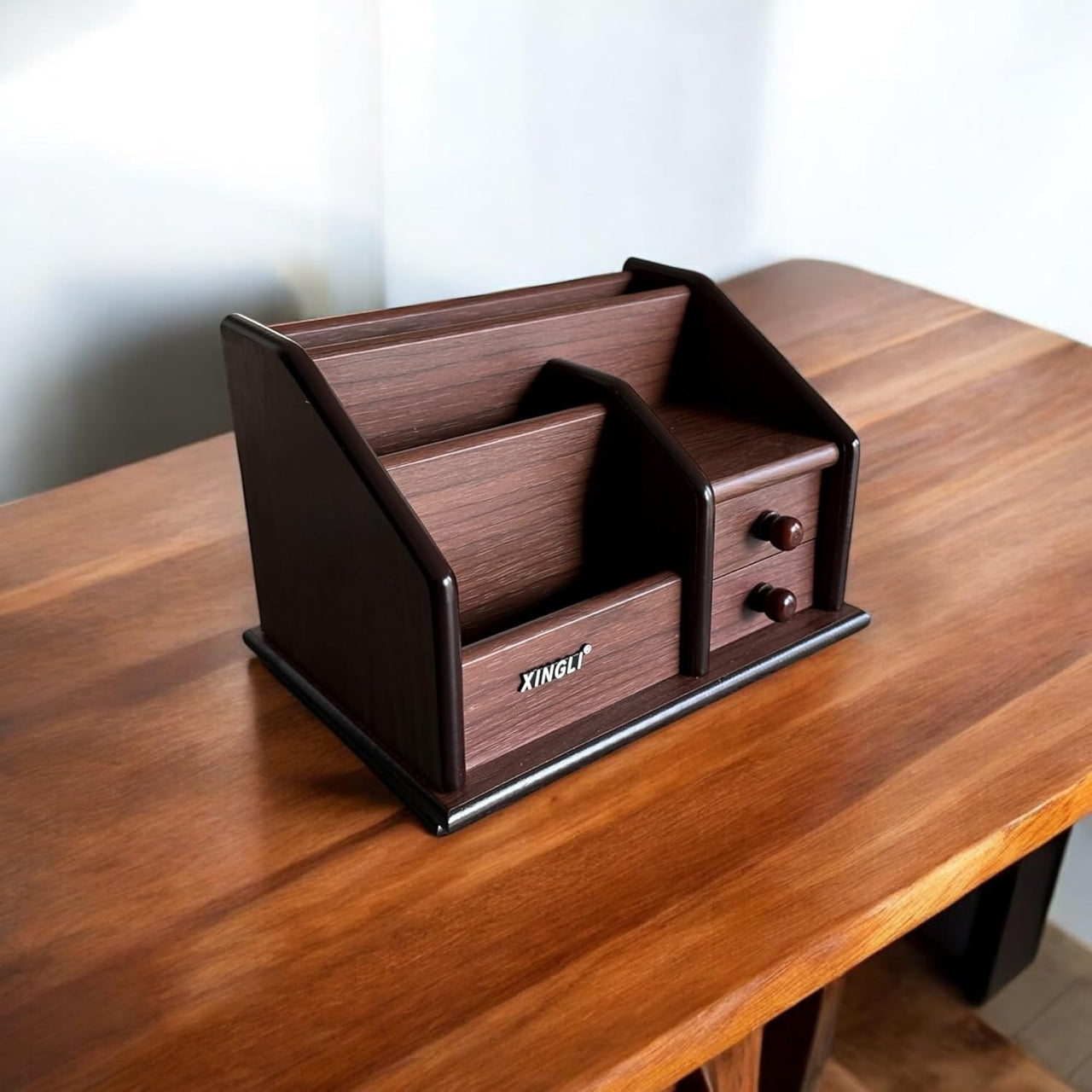 20cm Wooden Pen Holder With Draws